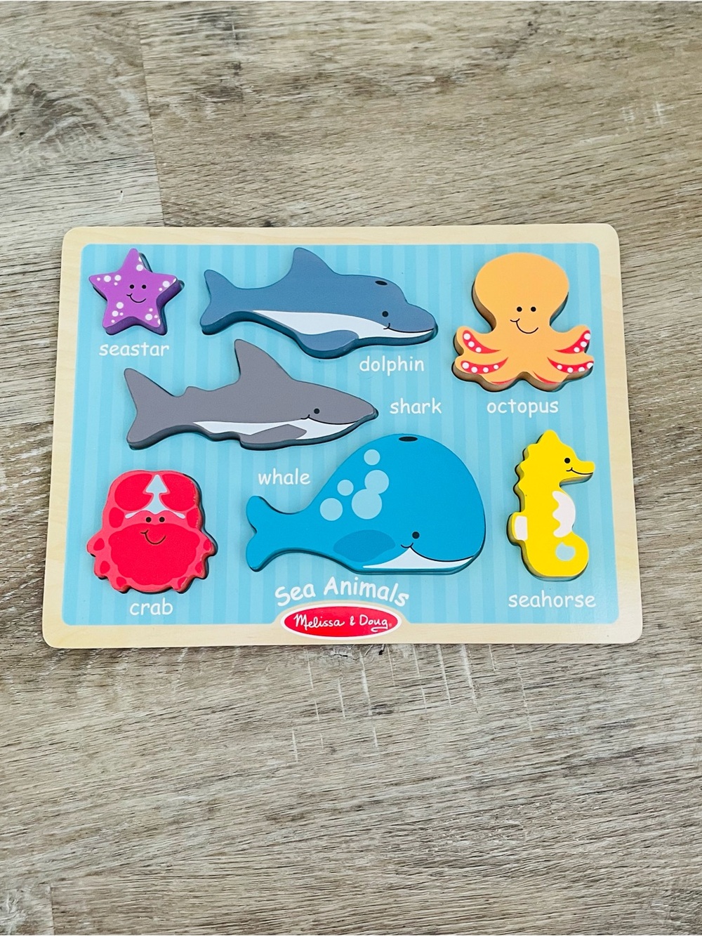 Melissa & Doug Sea Animals Chunky Wooden Puzzle 7-Piece Ocean Animal Puzzle